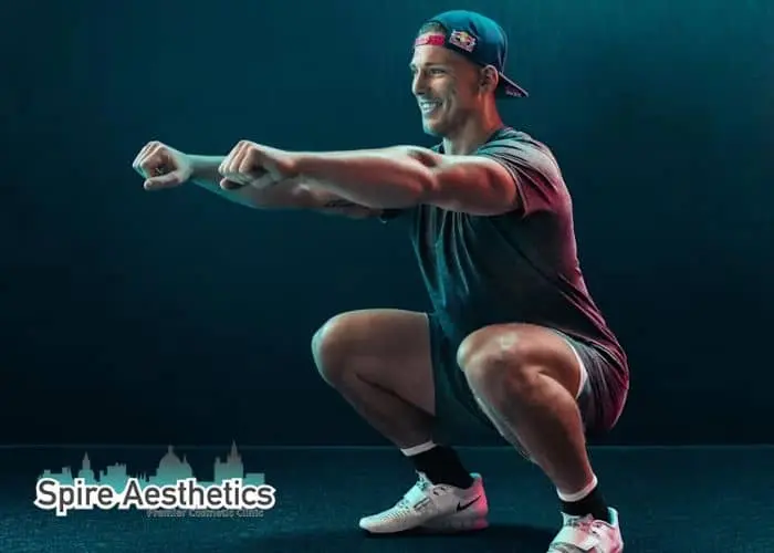 Image of man build leg muscle Dudley through exercise